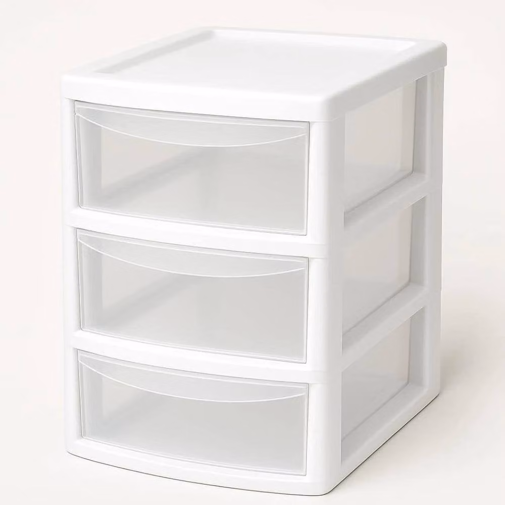FORGEVIO A4 3 Drawer Storage Unit in White and Transparent Plastic, Width: 50 cm – 3