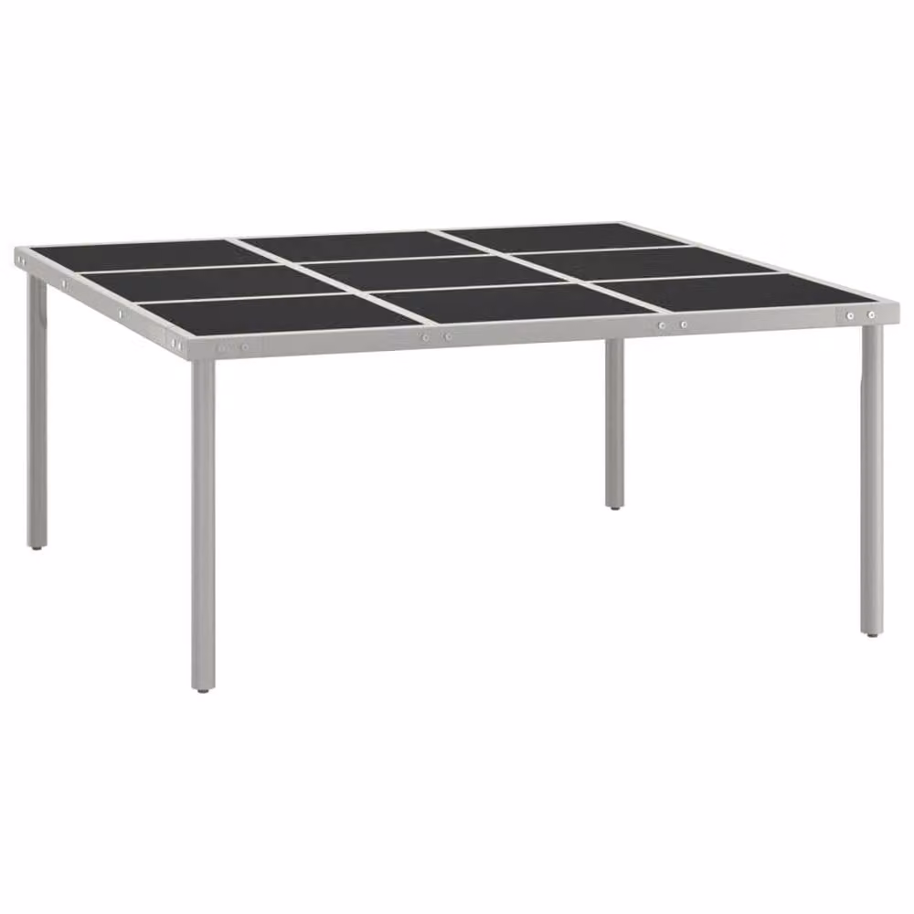 Berkfield Home Modern Garden Dining Table in Black with Glass and Steel, W: 170 cm, D: 170 cm, H: 74.5 cm – 2