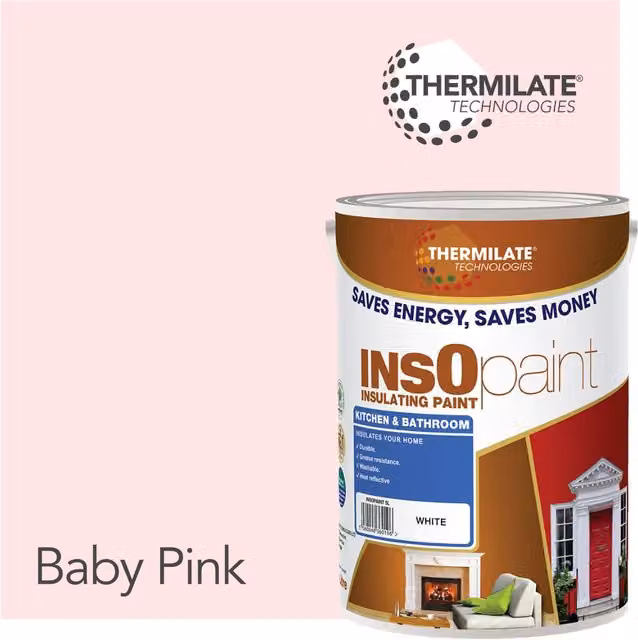 Thermilate Technologies Insulating Kitchen and Bathroom Paint, Mould Resistant, Baby Pink, 5L – 6