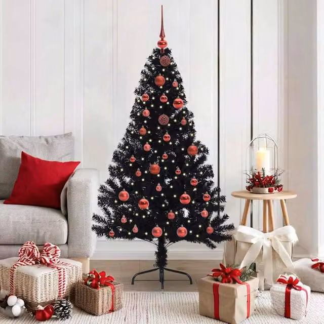 Berkfield Home Artificial Pre-lit Christmas Tree, Black, Height: 150 cm – 1