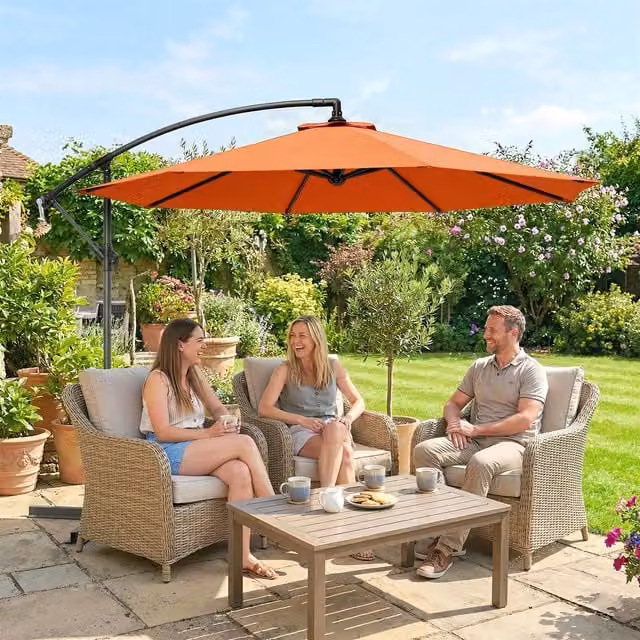 Outsunny Orange Cantilever Garden Parasol Banana Umbrella 3 m