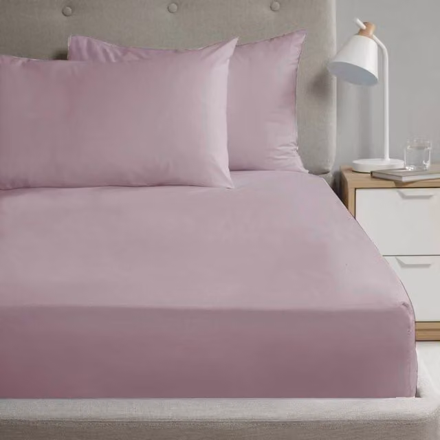 Rapport Home Polycotton Plain Flat Sheet, Purple/Pink, W: 90 cm, L: 200 cm
