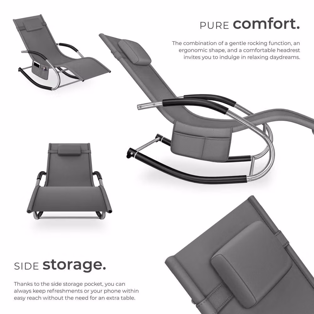tectake Taya 2 Seater Sun Lounger in Grey and Black – 3