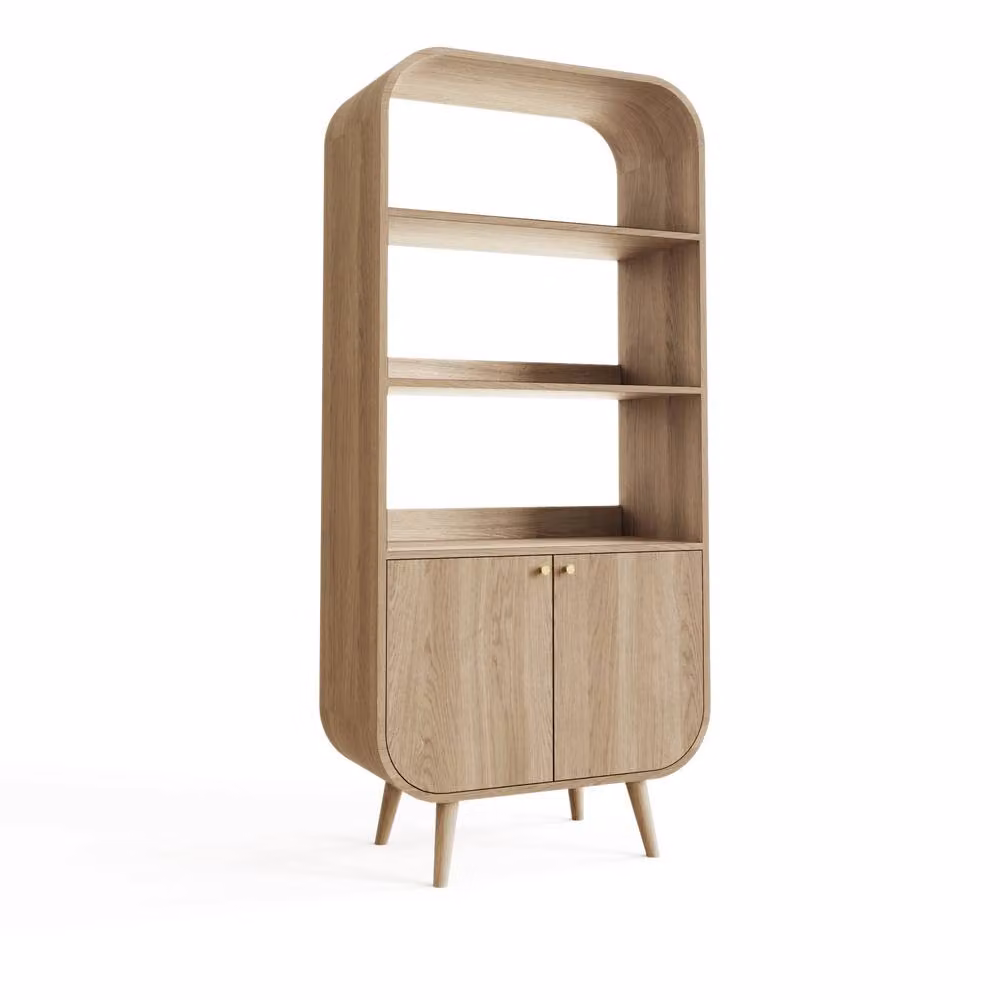 GFW Vionna Mid-Century Bookcase in Light Oak, H: 175.0 cm, W: 80.0 cm – 2
