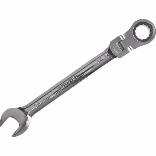 Faithfull 16mm Flex Head Ratchet Combination Spanner in Silver Chrome Vanadium