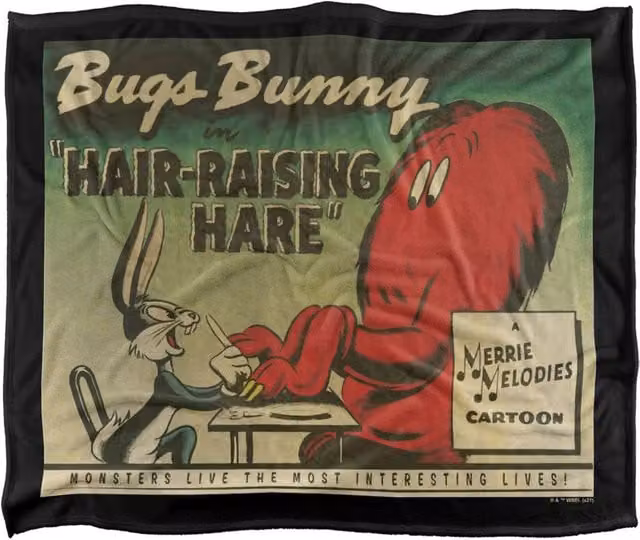 Warner Bros. Looney Tunes Bugs Bunny Hairraising Hare Super Soft Silky Touch Multicolour Polyester Throw for Adults, Extra Large – 1