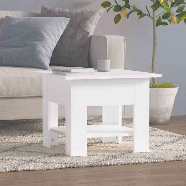 Berkfield Home Modern White Square Coffee Table in Engineered Wood W/D/H: 55 x 55 x 42 cm – 1