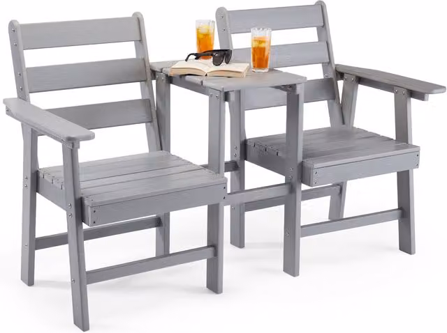 VonHaus Adirondack Jack and Jill Love Seat in Grey