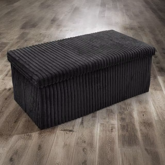Home Republic Black Fabric Cord Storage Box with Lid, W/D/H: 76 x 38 x 38 cm