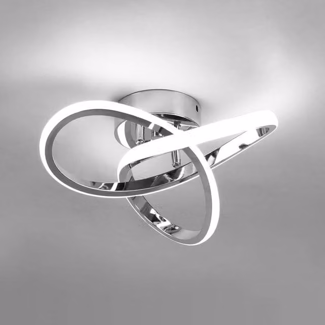 COMELY Modern LED Curved Ceiling Light in Chrome and White for Hallways