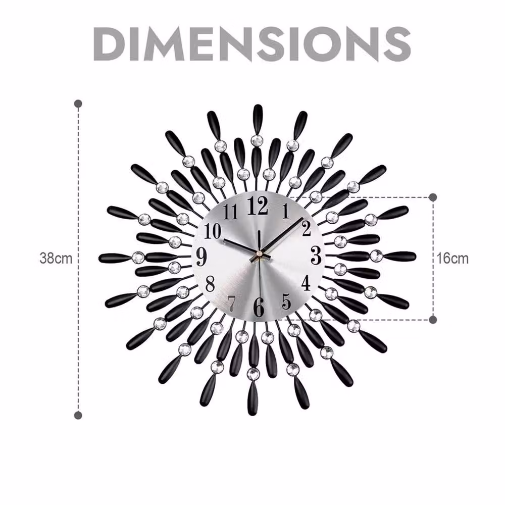 Kelvenix Silver Diamante Beaded Crystal Quartz Round Wall Clock – 2