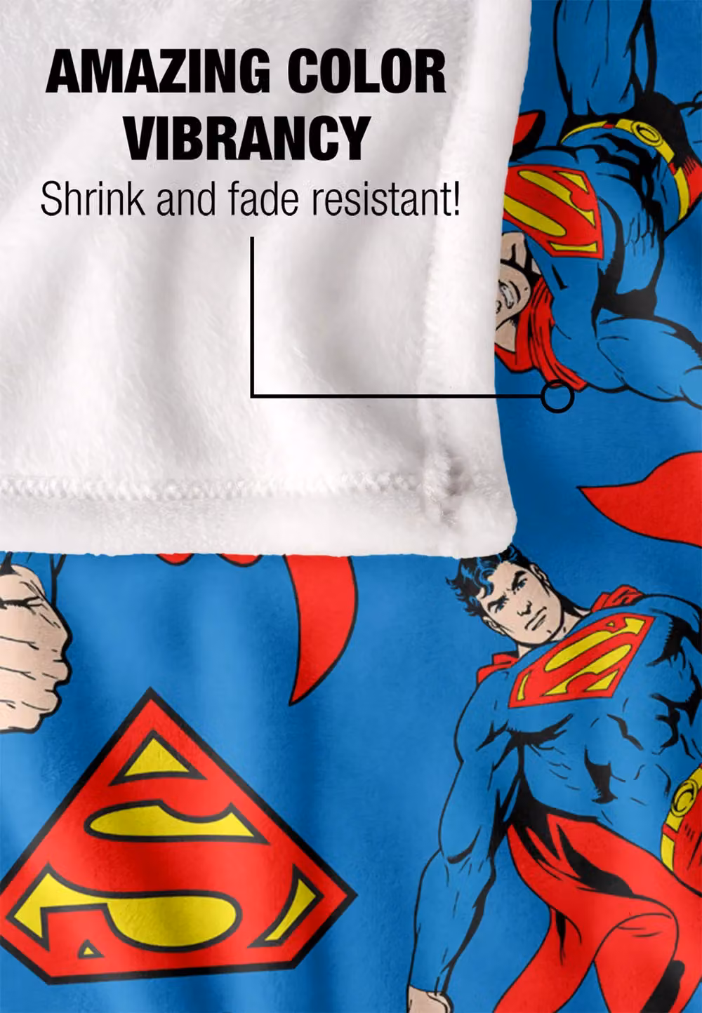 Warner Brothers Superman Officially Licensed Silky Touch Super Soft Throw Blanket, White, W/D: 152 x 127 cm – 3
