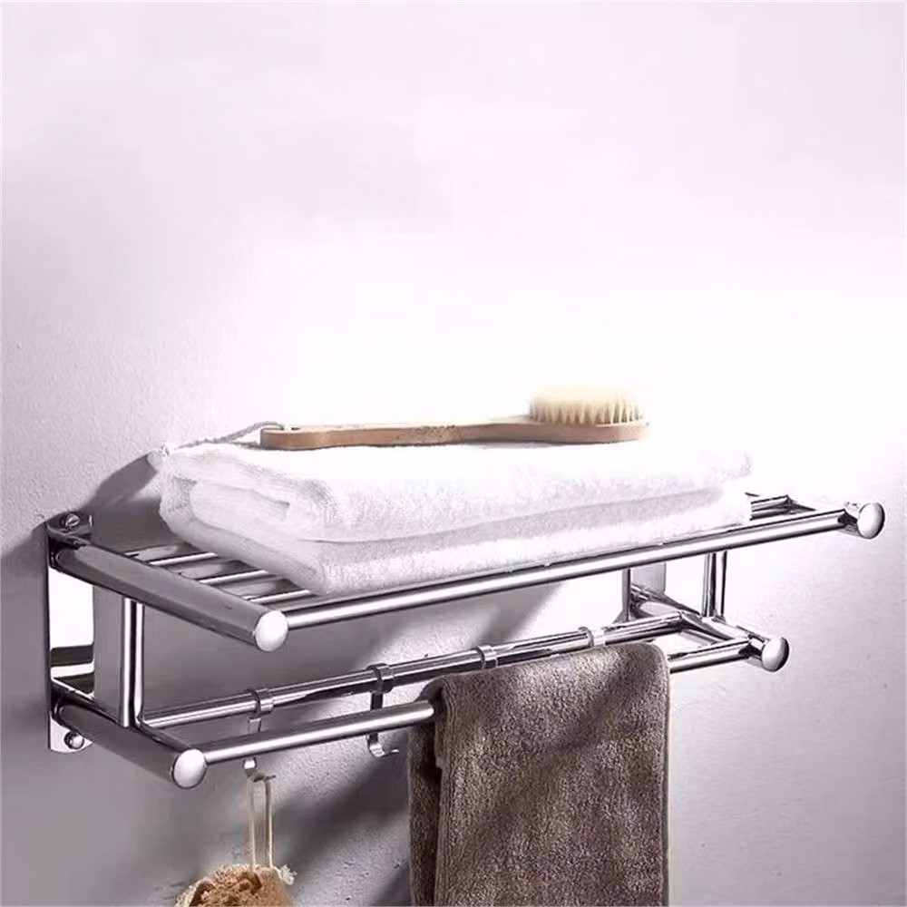 Kelvenix Double Chrome Towel Rail Holder, Wall Mounted, Silver – 2