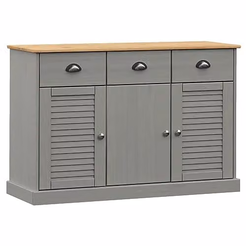 vidaXL VIGO Sideboard with Drawers in Grey Solid Pine Wood, W/D/H: 113 x 40 x 75 cm – 1