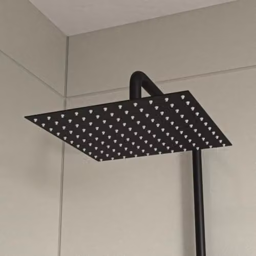 Nes Home Square Shower Riser Rail Kit with Mixer Tap and Handset in Matte Black – 2