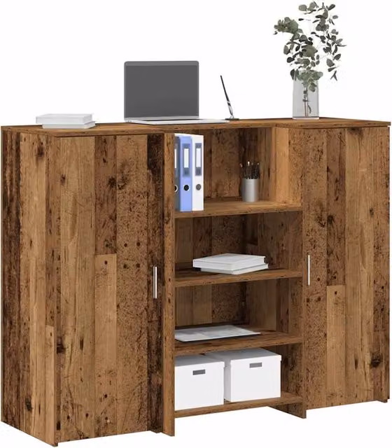 Berkfield Home Old Wood Reception Desk in Brown Engineered Wood W/D/H: 135 x 50 x 103.5 cm – 1