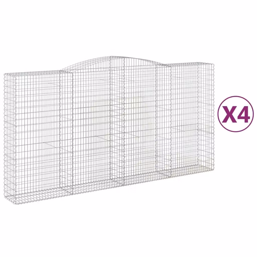 Berkfield Home Arched Gabion Baskets, 4 Piece Set, Silver Galvanised Steel, W: 400 cm, D: 50 cm, H: 200-220 cm – 2