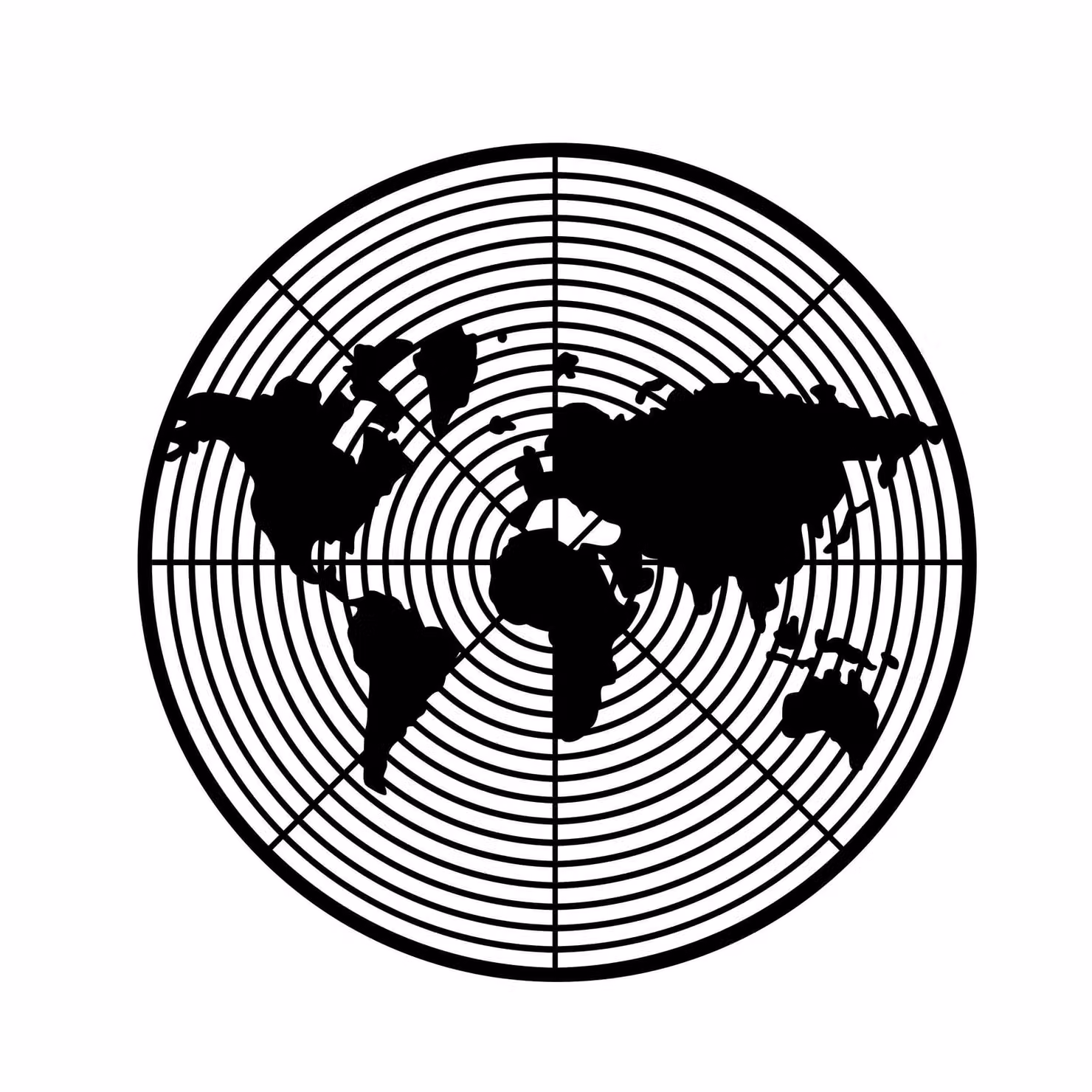 Decortie Dart World Minimalist Metal Wall Art Ornament, Black, W/D/H: 60 x 60 x 1 cm – 2