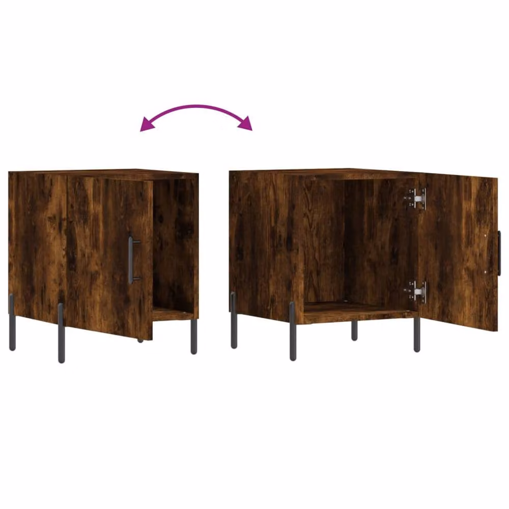 Berkfield Home Modern Bedside Cabinet in Smoked Oak Brown, W/D/H: 40 x 40 x 50 cm – 6