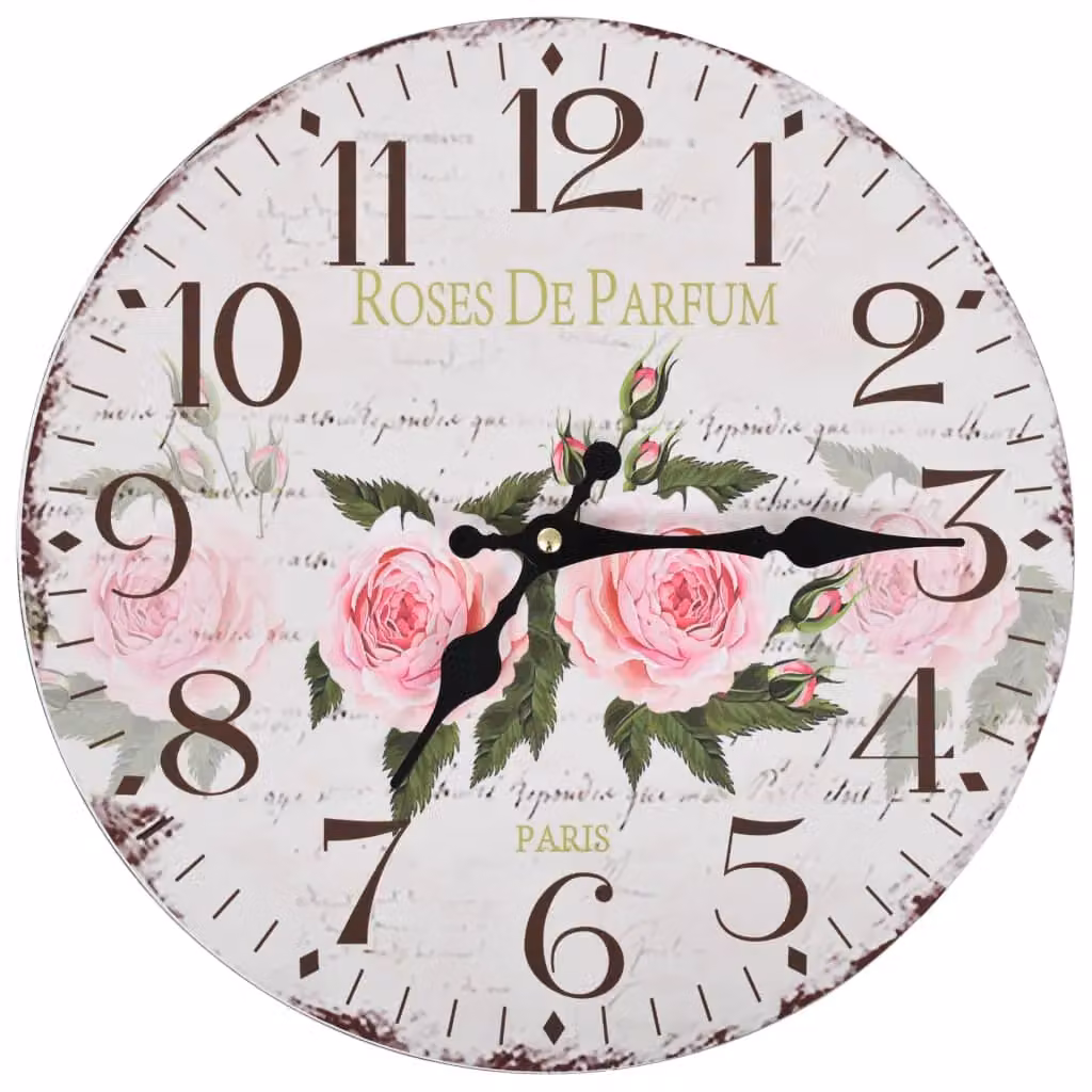 Berkfield Home Vintage Floral Round Wall Clock, Multicolour, Diameter: 30 cm – 2