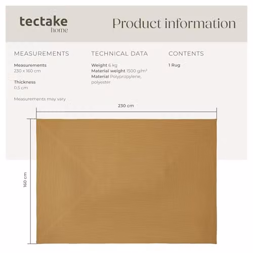tectake Woven Jute-Look Boho Style Area Rug in Beige and Brown, Weather-Resistant and Allergy-Friendly, W: 160 cm, D: 230 cm – 2