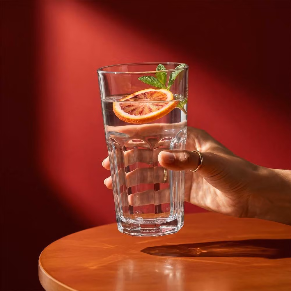 Argon Tableware Geometric Panelled Highball Tumbler Glasses, 400ml, Pack of 6, Transparent – 2