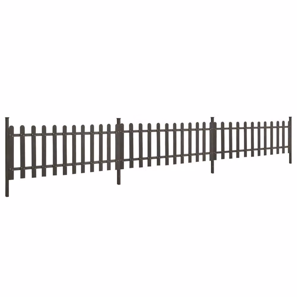 Berkfield Home Grey WPC Picket Fence with Posts, 3 Pieces, W: 614 cm, H: 80 cm – 3