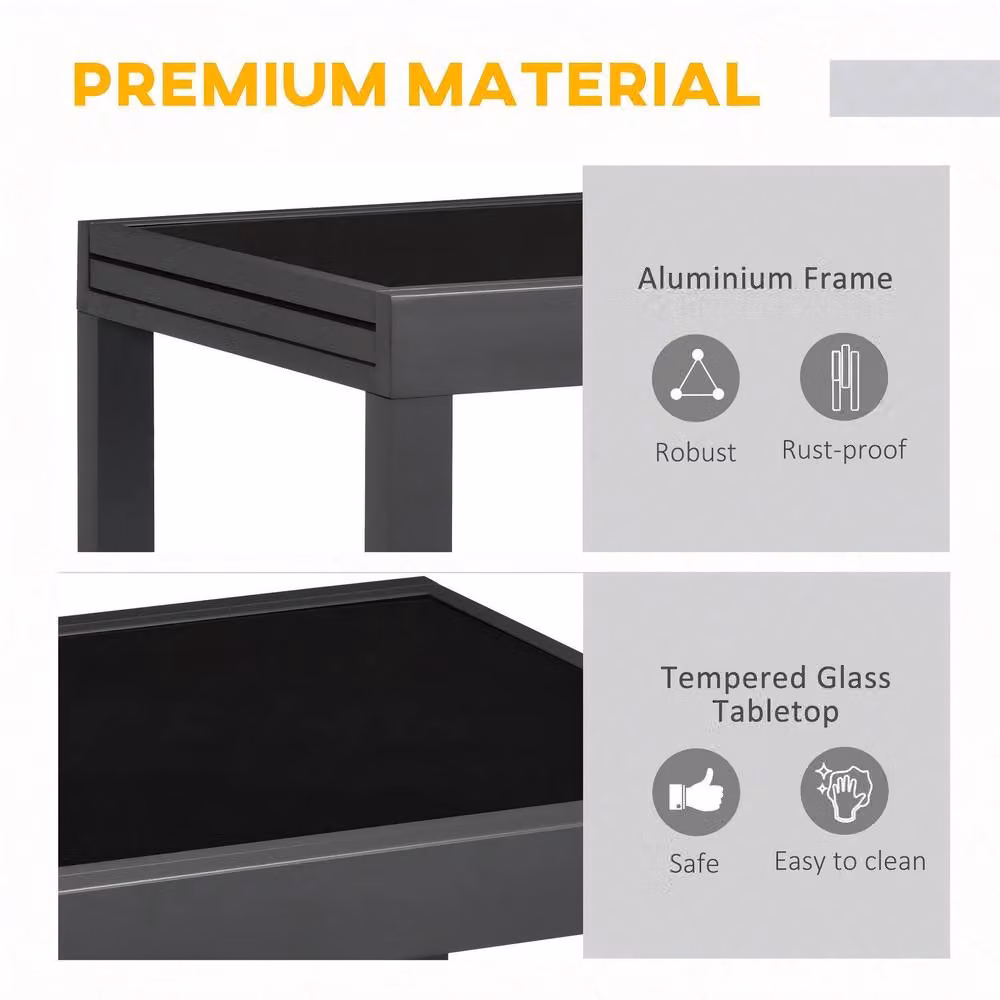 STILVORA Extendable Outdoor Dining Table in Black Metal and Glass – 5