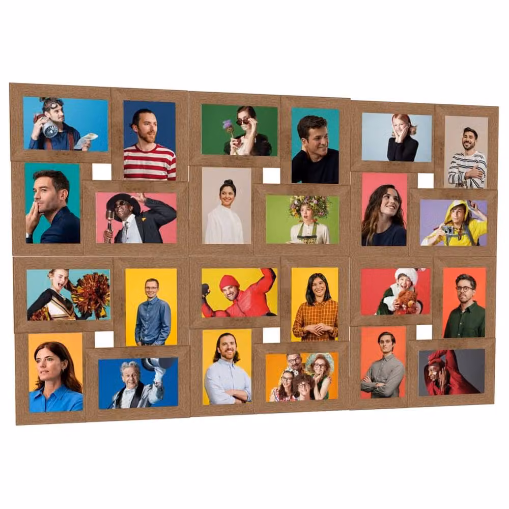 Berkfield Home Modern Rectangular Collage Photo Frame in Light Brown for 24 Pictures, W/D/H: 13 x 18 cm per photo – 2