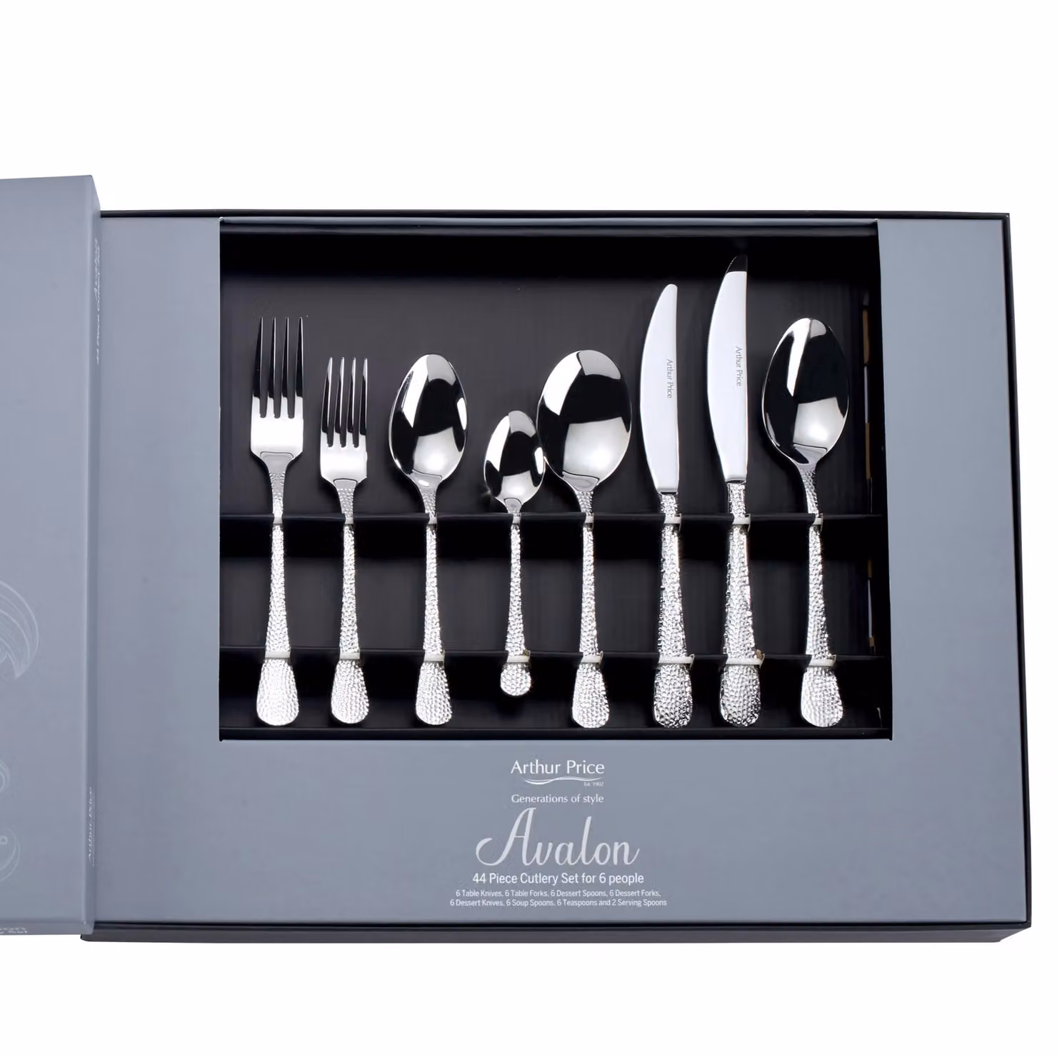 Arthur Price Avalon 44 Piece Stainless Steel Cutlery Set for 6 People in Silver – 2