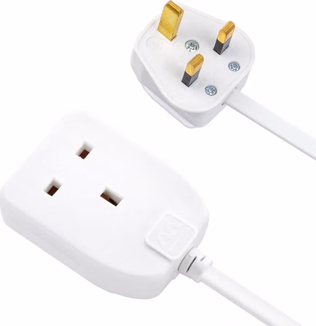 Masterplug Single Socket Extension Lead with 10m Cable, White