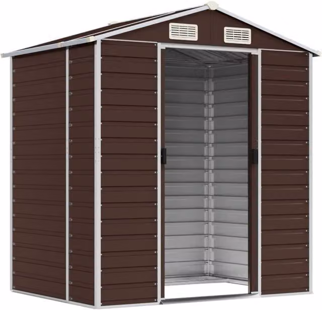 Berkfield Home Brown Galvanised Steel Gable Garden Shed W/D/H: 191 x 130 x 198 cm – 1