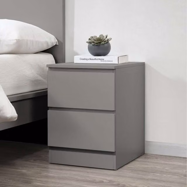 Birlea Oslo 2 Drawer Bedside Table in Grey
