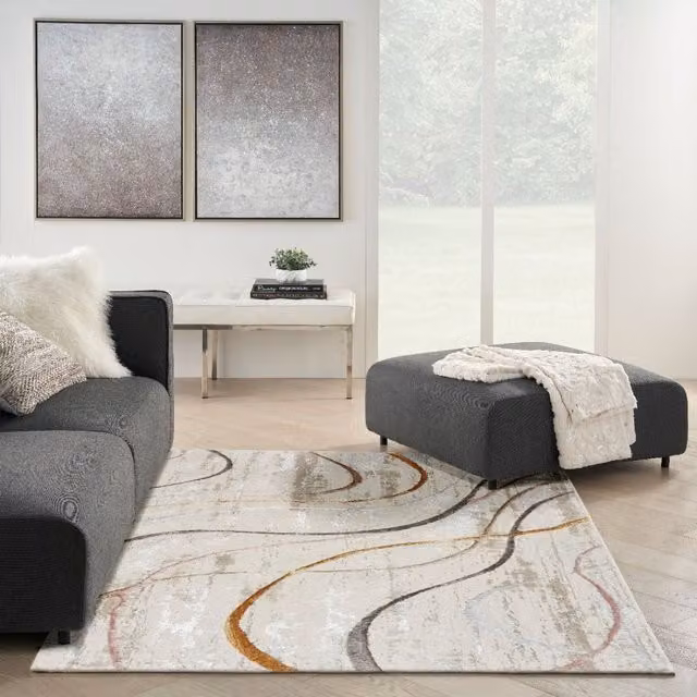 The Rug Shop UK Modern Abstract Area Rug in White, W: 240 cm, D: 300 cm – 1