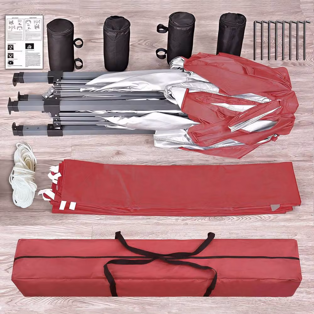 MCC Direct Red Pop Up Gazebo with Removable Sides and Storage Bag, W/D/H: 300 x 300 x 255 cm – 5