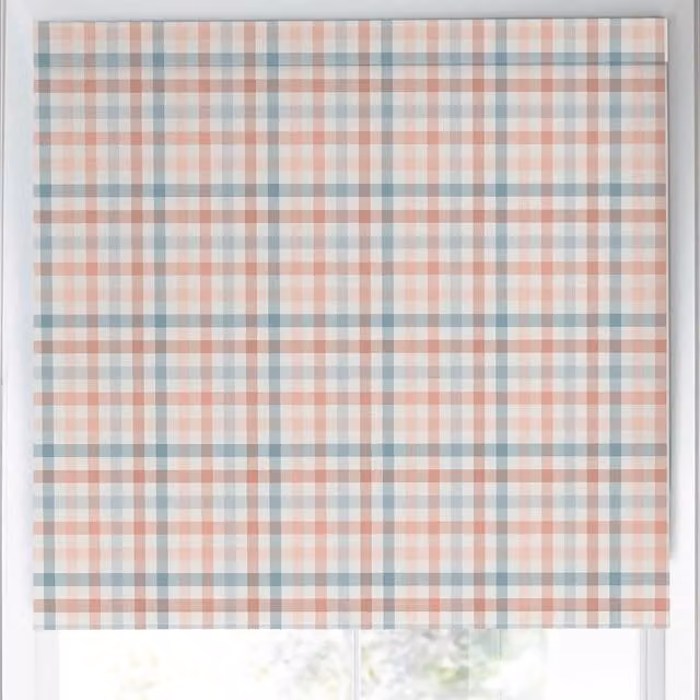 Laura Ashley Cove Check Made to Measure Blackout Roller Blind in Blush Pink
