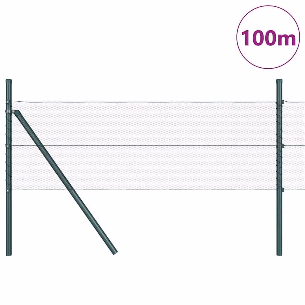 Berkfield Home Hexagon Steel Fence in Grey and Green, W/H: 0.8 x 100 m – 2
