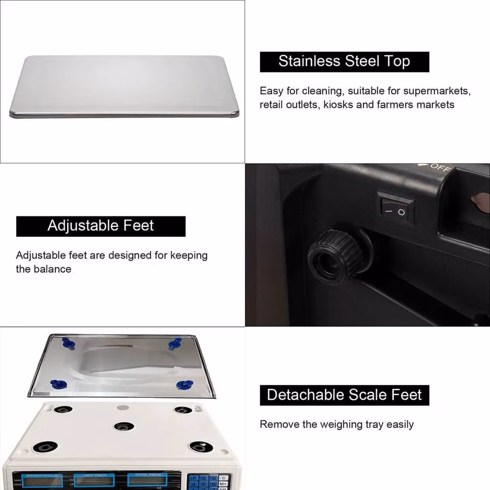 FLAVORA White Digital Price Computing Weigh Scale with 40kg Capacity and Stainless Steel Construction – 3