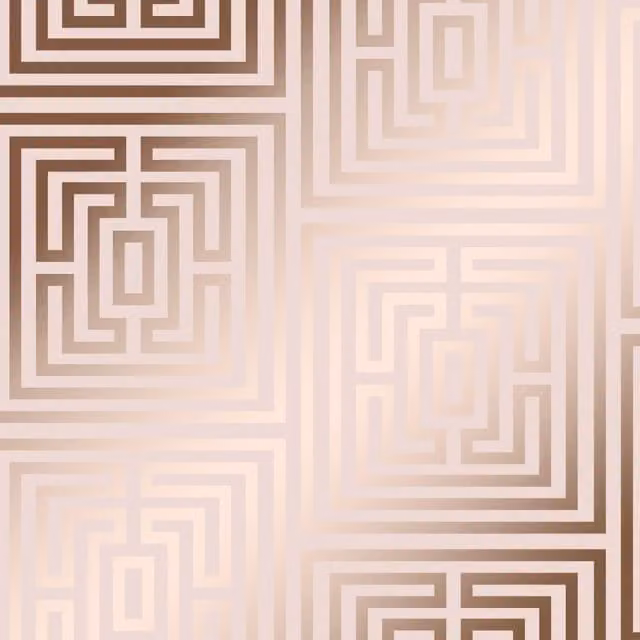 I Love Wallpaper Maze Geometric Abstract Wallpaper in Blush Pink and Rose Gold, Width: 33 cm