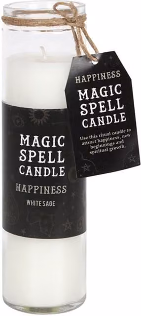 KDMK Happiness White Sage Spell Pillar Candle, White