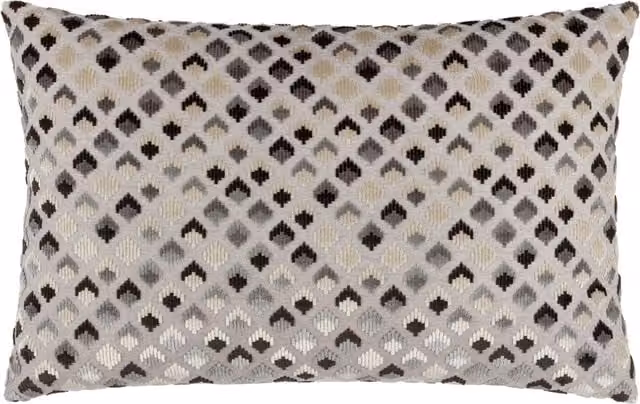 Make It A Home Lexington Velvet Jacquard Rectangular Cushion in Grey and Black