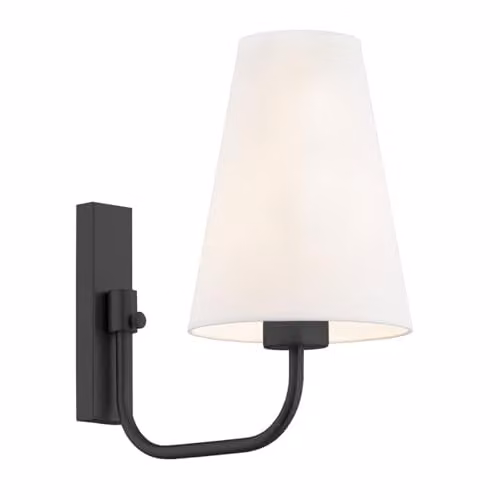 Netlighting Safiano Modern Metal Wall Lamp with Fabric Cone Shade in White and Black