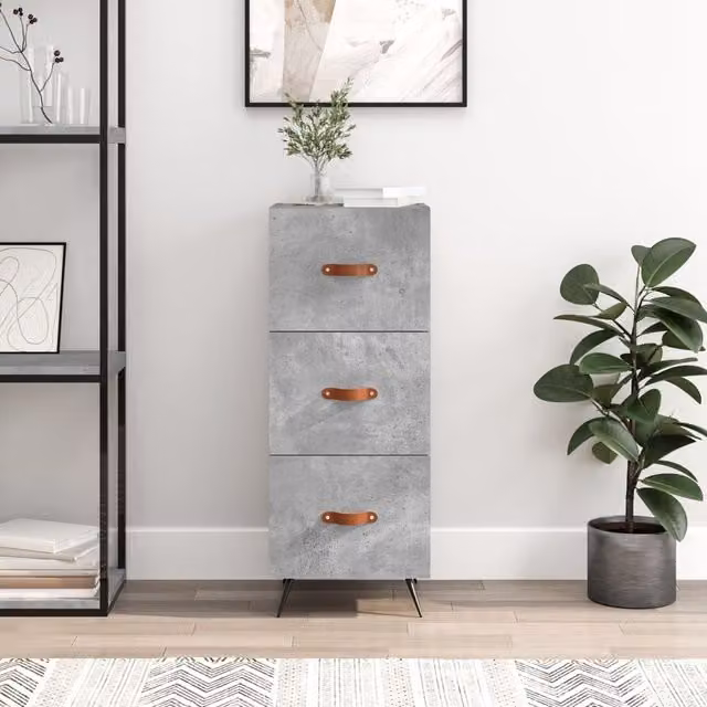 Berkfield Home Modern Sideboard in Concrete Grey, W/D/H: 34.5 x 34.5 x 90 cm