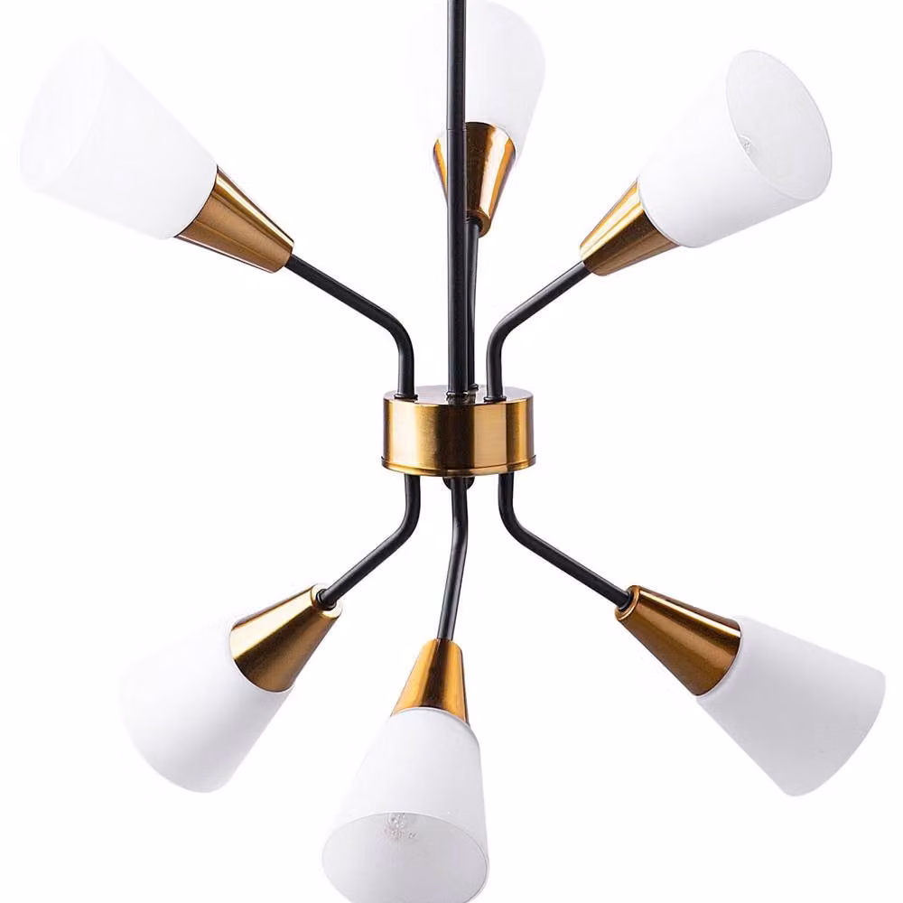Wyld and Coco Gold and White Industrial Pendant Lamp with Glass Bell Shades – 2