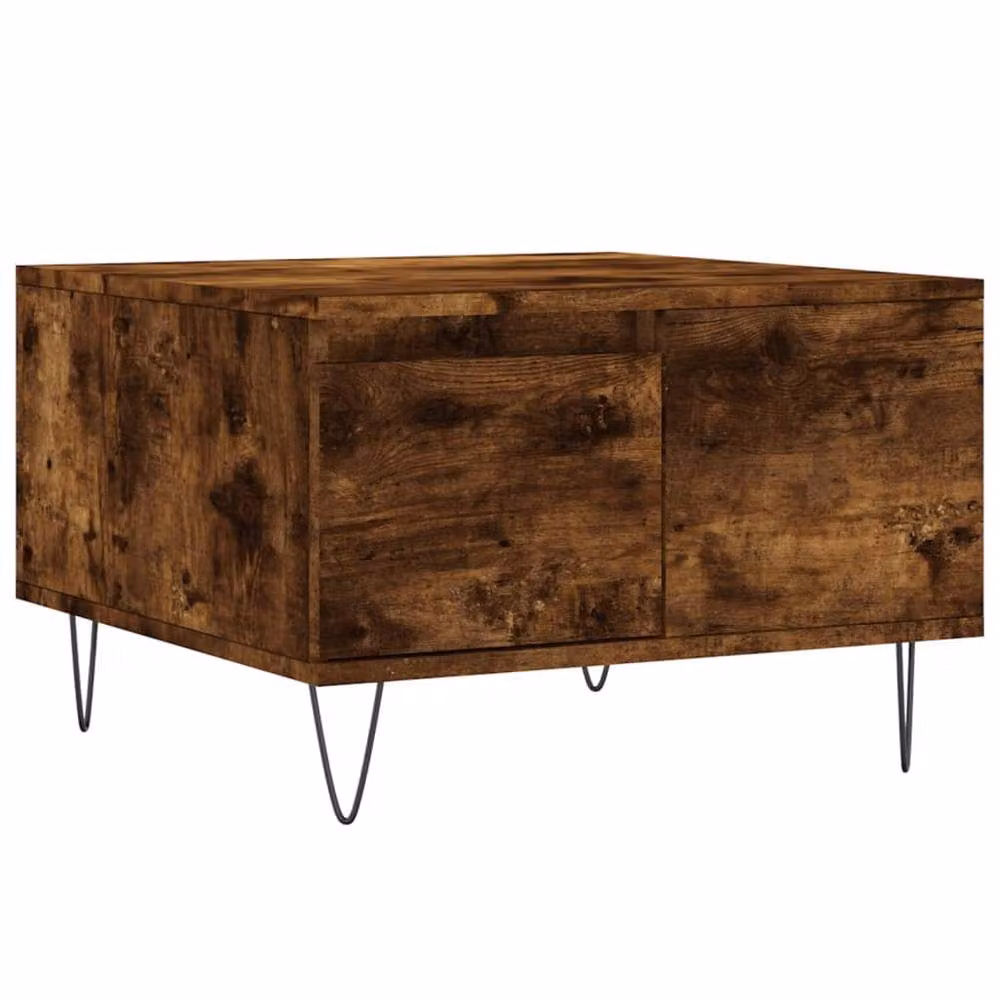 Berkfield Home Modern Square Coffee Table in Smoked Oak Brown, W: 55 cm, D: 55 cm, H: 36.5 cm – 3