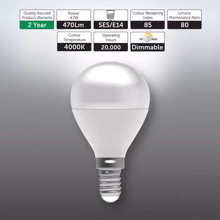 BELL Lighting E14 LED Golf Ball Bulb, Dimmable, White, Pack of 3