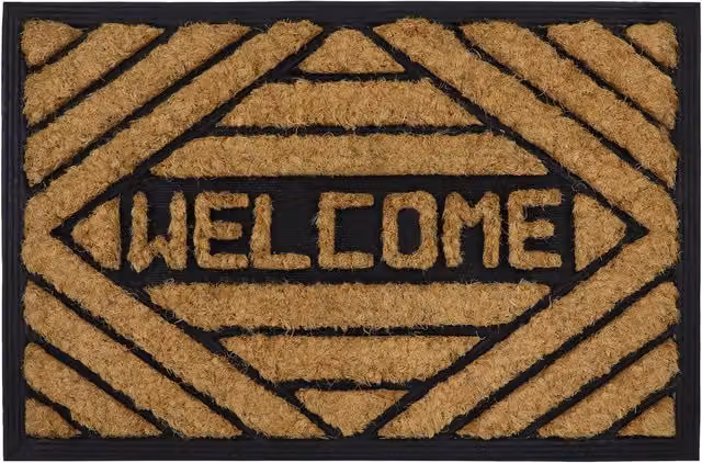 JVL Tuffscrape Coir and Rubber Backed Entrance Doormat, Brown, W: 40 cm, D: 60 cm – 1
