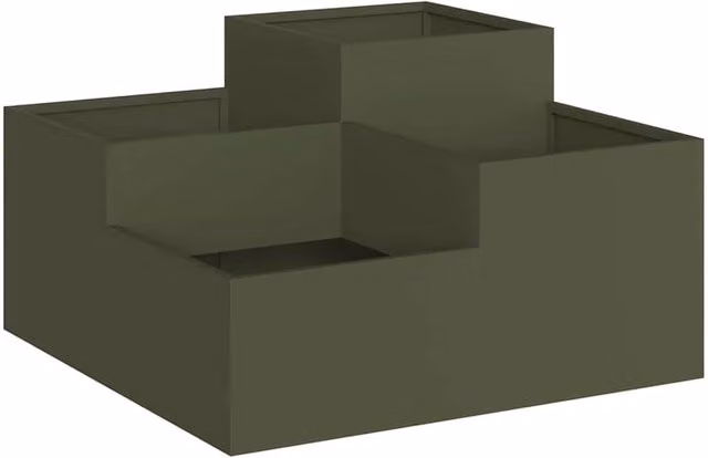 Berkfield Home Steel Garden Planter Tub in Green, W/D/H: 80 x 80 x 48 cm – 1
