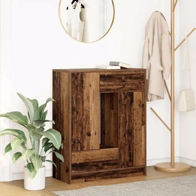 Berkfield Home Rustic Sideboard with Drawers and Doors in Brown, W/D/H: 73 x 31 x 90 cm – 1
