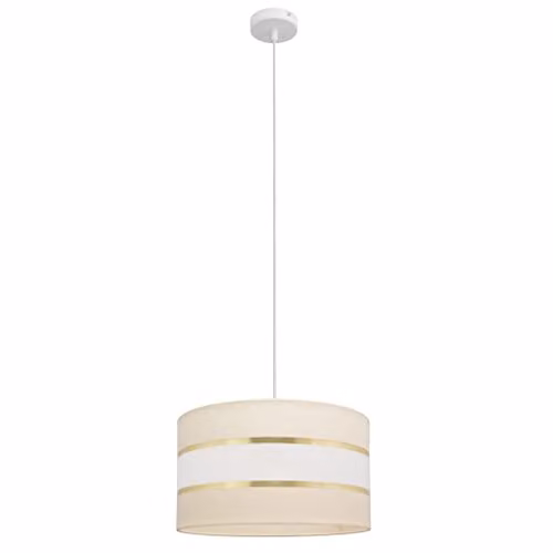 Netlighting Helam Cylindrical Pendant Ceiling Light in Beige, Gold and White, Diameter: 35 cm